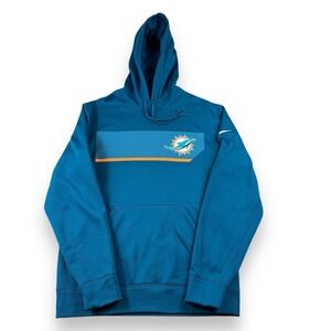 Nike NFL Miami Dolphins Therma-Fit Pullover Hoodie Aqua Mens Size Small EUC MINT